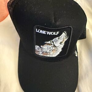 Source Unknown Black Lone Wolf Cap